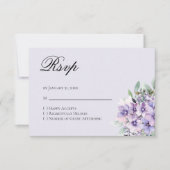 Quinceanera Lavender floral Reply RSVP Card (正面)