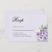 Quinceanera Lavender floral Reply RSVP Card (正面/裏面)