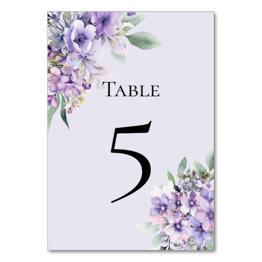 Quinceanera Lavender floral Table Number Card テーブルナンバー (正面)