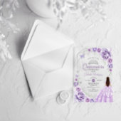 Quinceanera Lilac Purple Dress Floral Silver アクリル招待状