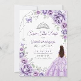 Quinceanera Lilac Purple Roses Dress Silver セーブザデート