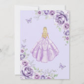 Quinceanera Lilac Purple Silver Blonde Girl Floral 招待状 (裏面)