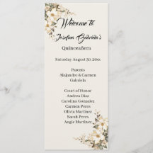 Quinceanera Magnolia double side program card 