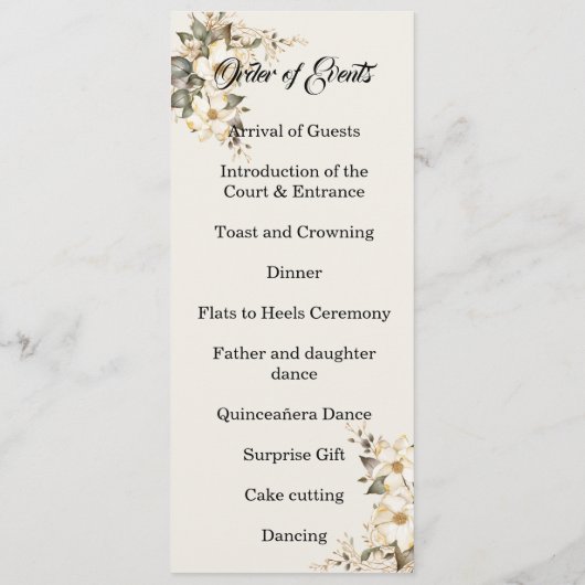 Quinceanera Magnolia double side program card プログラム (裏面)