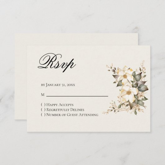 Quinceanera Magnolia Reply RSVP Card (正面/裏面)