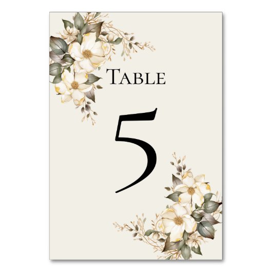 Quinceanera Magnolia Table Number Card テーブルナンバー (正面)