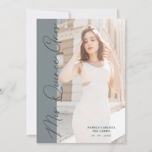 Quinceañera Minimalist Photo Funny Typography 招待状 (正面)