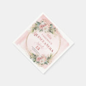 Quinceañera Napkins Rose Gold Floral Eucalyptus スタンダードカクテルナプキン (角)