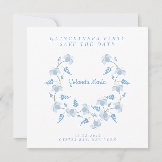 Quinceañera Party Diseño Floral Save the Date サンキューカード (正面)