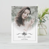 Quinceañera Photo Classic Chic Typography Script 招待状 (スタンド正面)