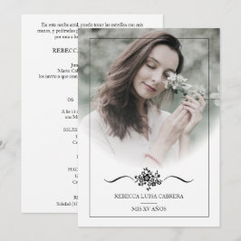 Quinceañera Photo Classic Chic Typography Script 招待状