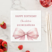Quinceanera pink bow white luncheon スタンダードランチョンナプキン (インサイチュ)