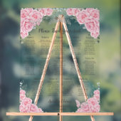 Quinceanera Pink Floral Butterflies Seating Chart アクリルサイン (ニュートラル)