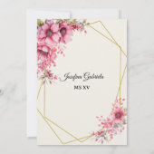 Quinceañera pink floral Invitation 招待状 (裏面)
