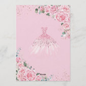 Quinceanera Pink Floral Princess Dress Rose Gold 招待状 (裏面)