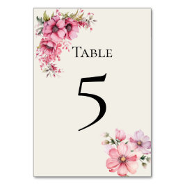 Quinceanera pink floral Table Number Card テーブルナンバー