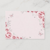 Quinceanera Pink Silver Floral Details エンクロージャーカード (裏面)