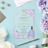 Quinceañera Purple Lilac Floral 15 Años Padrinos アクリル招待状 (インサイチュ (ウェディング))