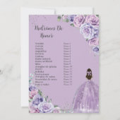 Quinceañera Purple Lilac Floral 15 Años Padrinos  招待状 (裏面)