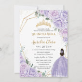 Quinceanera Purple Lilac Floral Padrinos List 招待状 (正面)