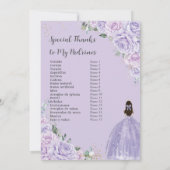 Quinceanera Purple Lilac Floral Padrinos List 招待状 (裏面)