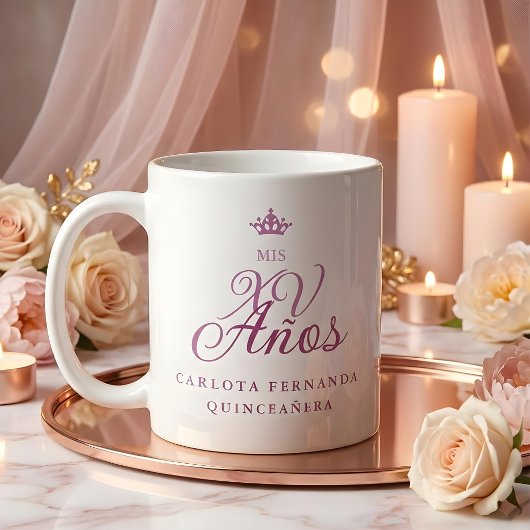 Quinceañera Romantic Exquisite Mis XV Spanish  コーヒーマグカップ