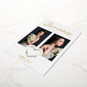 Quinceañera Romantic Pink Shades Real Gold Floral 箔招待状 (回転した状態)