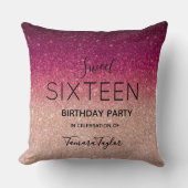 Quinceañera Rose Gold & Burgundy Glitter Luxury クッション (正面)