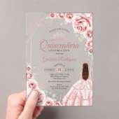 Quinceanera Rose Gold Pink Dress Floral アクリル招待状 (インサイチュ (ポータブル))