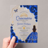 Quinceanera Royal Blue Gold Dress アクリル招待状 (インサイチュ (ポータブル))