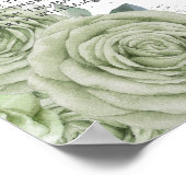 Quinceañera Sage Green Floral Silver Seating Chart ポスター (角)