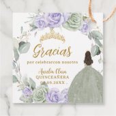 Quinceañera Sage Green Purple Lilac Floral Gold フェイバータグ (裏面)