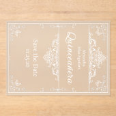 Quinceañera - Save the Date  Light Blue Elegant アクリル招待状 (正面)