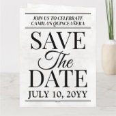 Quinceañera Save the Date Newspaper Photoshoot カード (裏面)