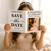 Quinceañera Save the Date Newspaper Photoshoot カード