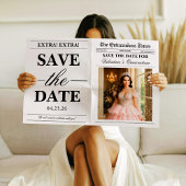 Quinceañera Save the Date Newspaper Photoshoot カード