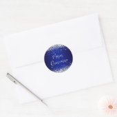 Quinceañera Silver Glitter Royal Blue Navy Ombre ラウンドシール (封筒)