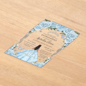 Quinceañera Sky Blue Floral Dress Tan Princess  アクリル招待状 (レイダウン)