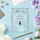 Quinceañera Sky Blue Floral Dress Tan Princess  アクリル招待状 (インサイチュ (ウェディング))