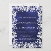 Quinceanera snowflakes blue elegant winter party 招待状 (正面)