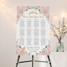 Quinceanera Soft Blush Pink Floral Seating Chart
