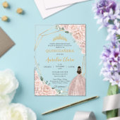 Quinceañera Soft Blush Pink Roses Floral 15 Años アクリル招待状 (インサイチュ (ウェディング))