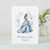 Quinceañera Sophisticated Blue Floral Garland 招待状 (スタンド正面)