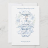 Quinceañera Sophisticated Blue Floral Garland 招待状 (裏面)