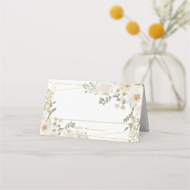 Quinceanera Sweet 16 Birthday White Ivory Flowers プレイスカード