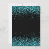Quinceanera Teal Blue Dress Faux Glitter サンキューカード (裏面)