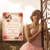 Quinceanera Vintage Roses Elegant Birthday 招待状