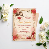 Quinceanera Vintage Roses Elegant Birthday 招待状