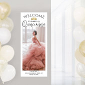 Quinceañera Welcome Modern Script Large Photo ポスター