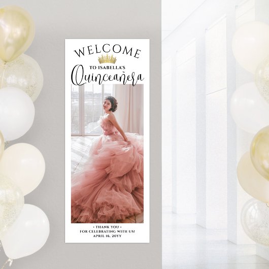 Quinceañera Welcome Modern Script Large Photo ポスター